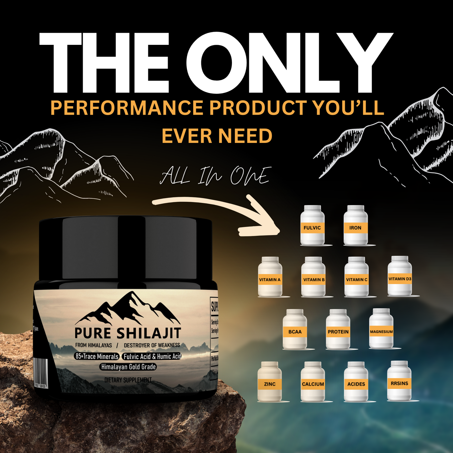 Resin Shilajit Pur - Ynni, Ffocws a Hwb Bywiogrwydd Naturiol